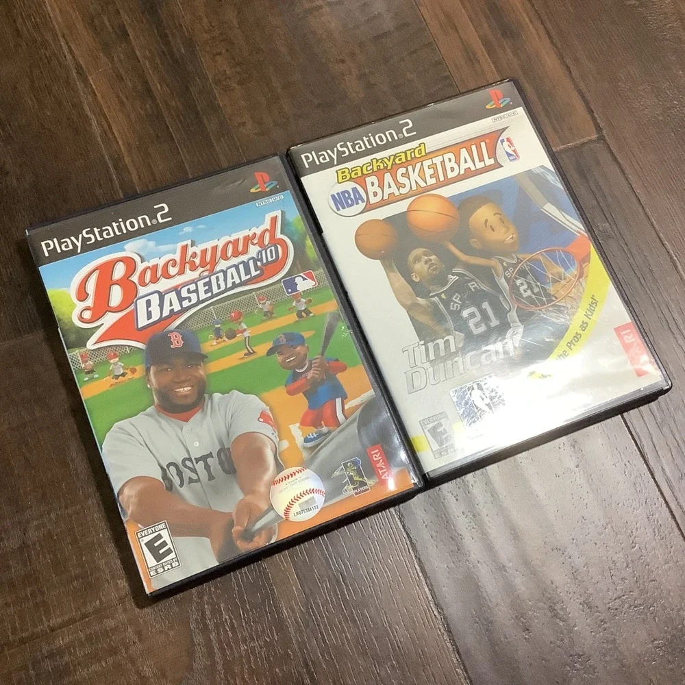 Backyard Baseball 10 & Backyard NBA Basketball PS2 Bundle David Ortiz Tim Duncan